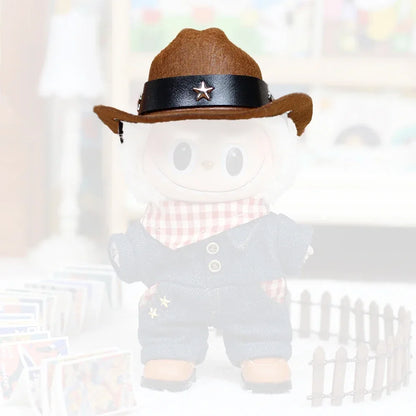Vêtements de Mini poupée élégants, accessoires de tenue pour poupée Labubu, combinaison de Cowboy occidentale mignonne et chapeau de Cowboy, vêtements cadeau