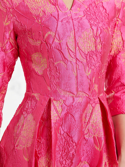 Robe de luxe femmes mode élégante robe Jacquard fête florale femmes vêtements soirée robe Vintage robes formelles