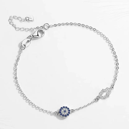 Kaletine-Bracelet à breloques Hamsa Evil Eye pour femme, argent regardé 925, bracelets JOLink CZ bleus, bijoux turcs, bonne chance