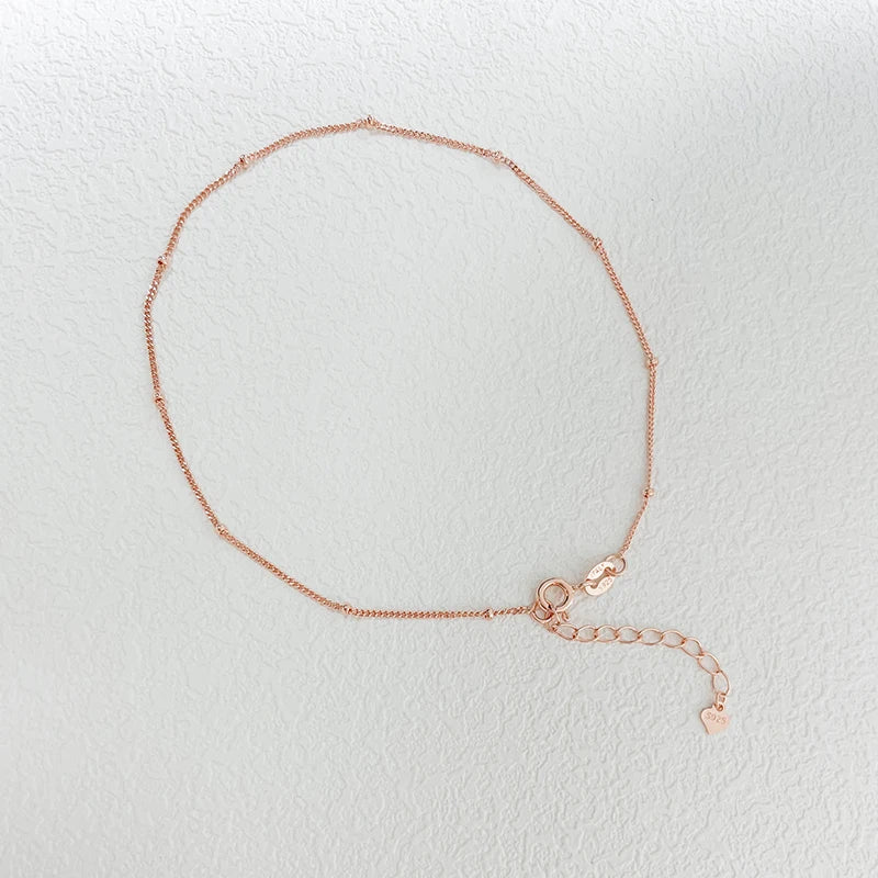 Bracelet de cheville fin en argent regardé 925 pour femme, perle gourmette, bijoux de pied pour fille, bracelet de jambe, pieds nus, migrant illera, 22 + 3cm