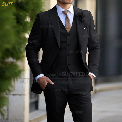 Ensemble de costumes élégants pour hommes, tenue formelle sur mesure pour Banquet de mariage, marié, mode fête, Slim Fit, Blazer, gilet, pantalon, 3 pièces