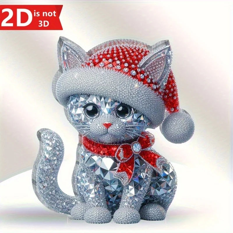 Statue de chat brillant de Noël