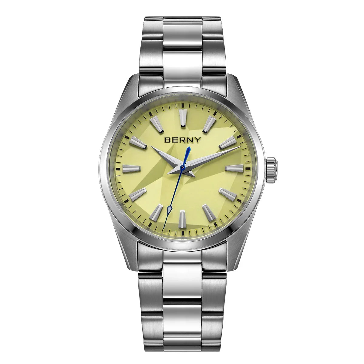 BERNY Quartz femmes montre cadran stéréo 39mm montre 100m étanche 316L acier inoxydable saphir AR lentille enduit