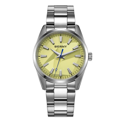 BERNY Quartz femmes montre cadran stéréo 39mm montre 100m étanche 316L acier inoxydable saphir AR lentille enduit