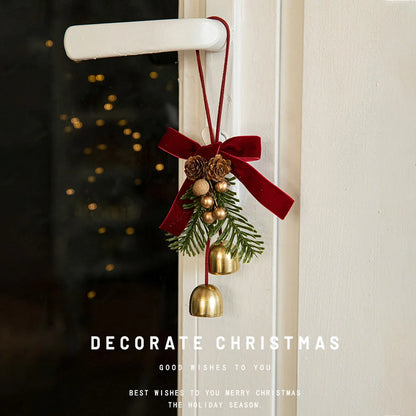 Pendentif de décoration de noël pour la maison, petit nœud de cloche, fournitures de décoration d'ambiance Festive, décoration de porte suspendue de voiture, cadeau du nouvel an