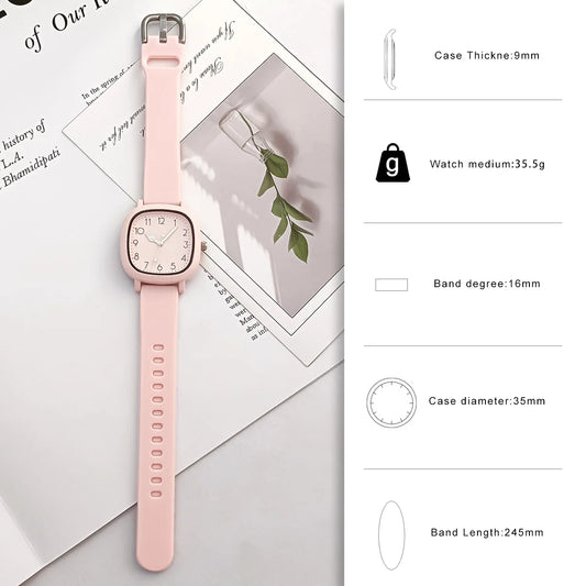 Montre à quartz avec bracelet en silicone, boîtier carré, schème de couleurs MSI,