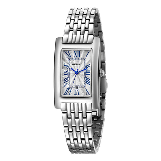 BERNY montre carrée pour femmes Quartz mode dames montre-bracelet saphir luxe chiffre romain Date décontracté Rectangle femmes montres