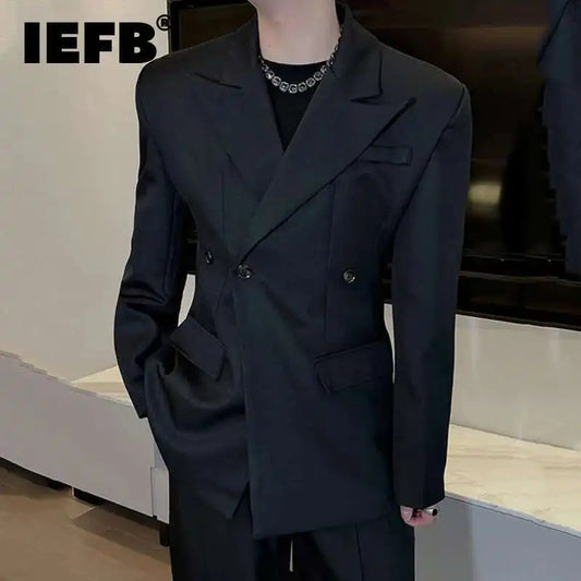 IEFB hommes Blazers nouvelle couleur unie tridimensionnel épaule conception printemps hommes vêtements élégant revers costume veste Club 9W1418