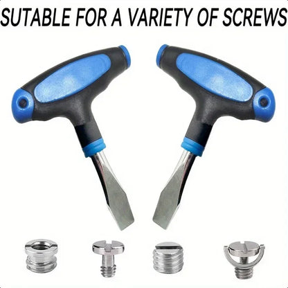 Tournevis compact à tête plate à poignée en T avec une lame de 10 mm.