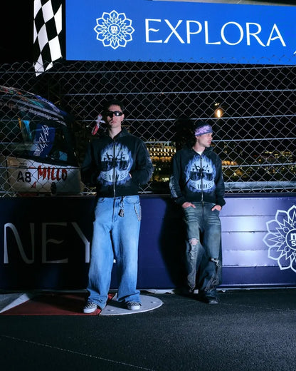 Hip hop mode rétro hommes Y2k fermeture éclair sweat à capuche Harajuku gothique nouvelle veste tendance américaine ample surdimensionné sweat