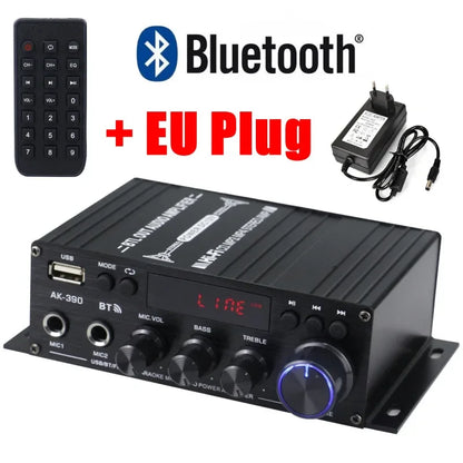 WOOPKER-Amplificateur de son pour système audio-visuel domestique, lecteur multimédia de basse de médailles numériques stéréo, amplificateur de puissance HiFi, AK390, BT 5.0, 800W