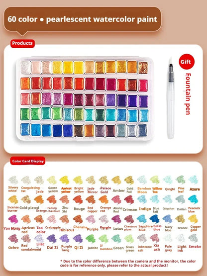 Ensemble de peinture d'interconnexion solide nacré, pigments d'interconnexion scintillants pour le dessin, la peinture, l'écriture, l'art, les fournitures scolaires, 12-60 couleurs