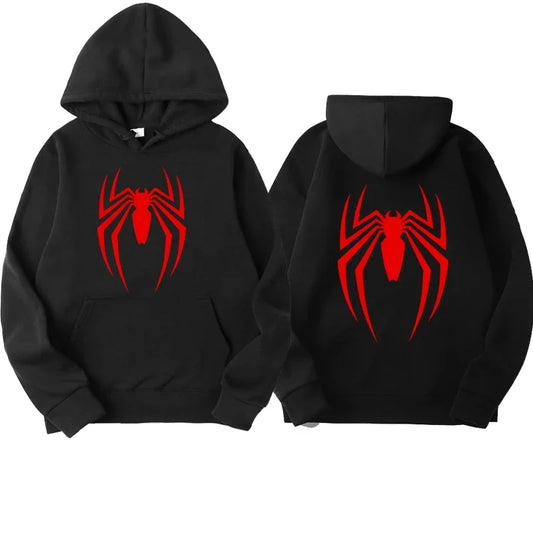 Sweat à capuche pour hommes, mode de rue, imprimé araignée, polaire, décontracté, drôle, ample, spiderman, vêtements pour hommes, nouvelle collection 2024
