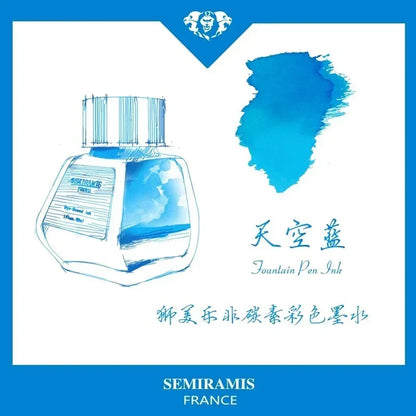 SEMIRAMIS 25 couleurs 30 ml  encre stylo plume sans carbone