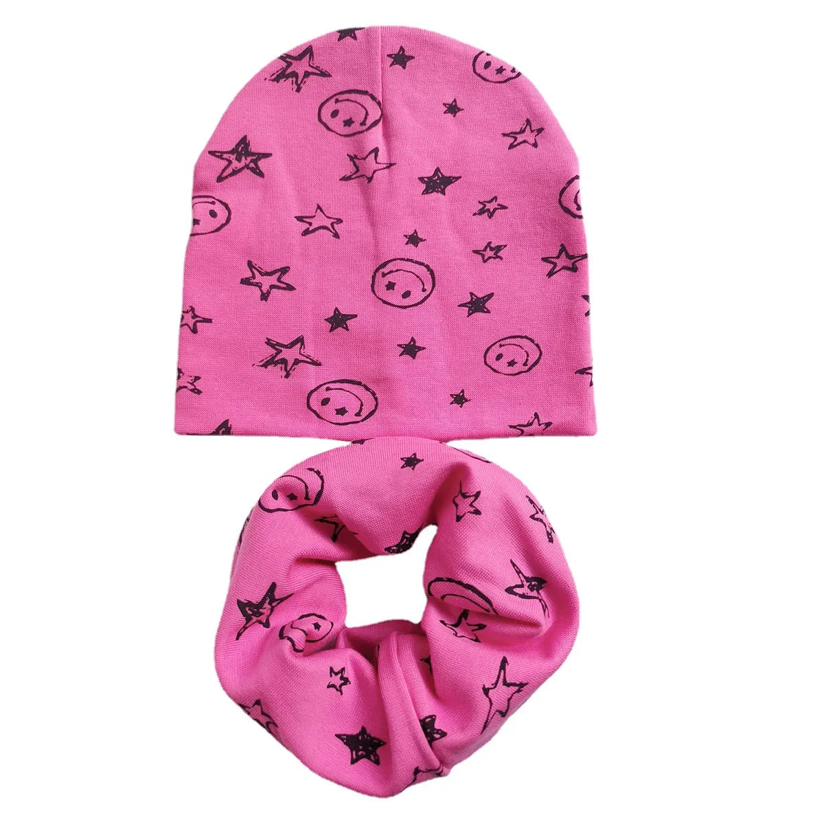 Chapeau en coton imprimé étoile pour bébé, casquette pour tout-petits, écharpe pour bébé, bonnet pour enfants, chapeaux pour garçons et filles, automne et hiver