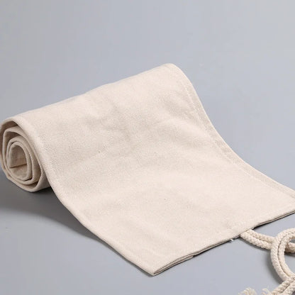 Étui à crayons en toile naturelle, porte-stylo enroulable, crayons de couleur, poudres polyvalentes, outil d'art, rond