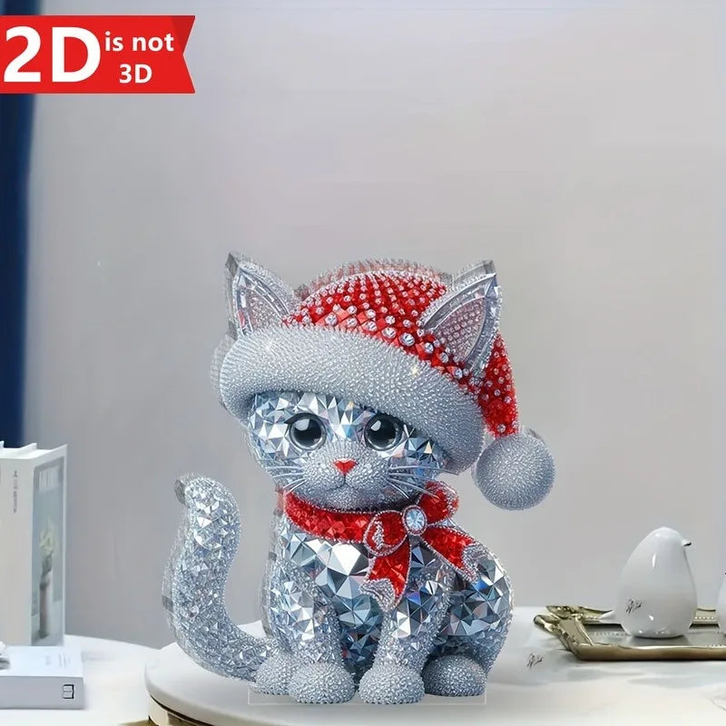 Statue de chat brillant de Noël