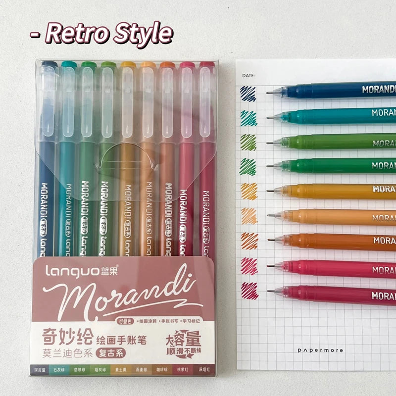 PHANTACI - 9 pièces/ensemble stylo à encre Gel 0.6mm