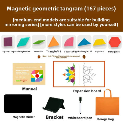 CPC CE Magnetic Tangram Puzzle Wooden Geometric Building Block Primary School Students 3-6 Years Old Children Educational Toys