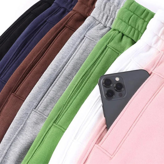 FjWomen's-Pantalon droit décontracté 100% coton, pantalon de survêtement rose, proximité féminine, wstring Bundle Foot Harem, printemps, automne