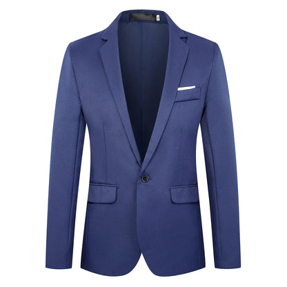 Blazer à bouton unique pour hommes, costumes épissés solides, manches longues, col rabattu, vestes d'affaires, poches Slim, été 2025