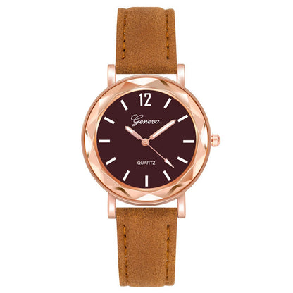 Montre à Quartz décontractée, bracelet en cuir, strass,
