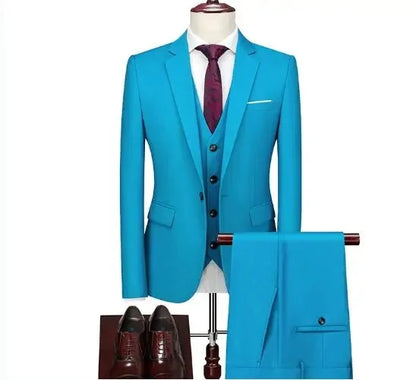 Costume vert clair pour Homme, 3 pièces (veste + pantalon + gilet), noir, gris, rouge, Terno Masculino, mode Slim, taille asiatique M-6XL