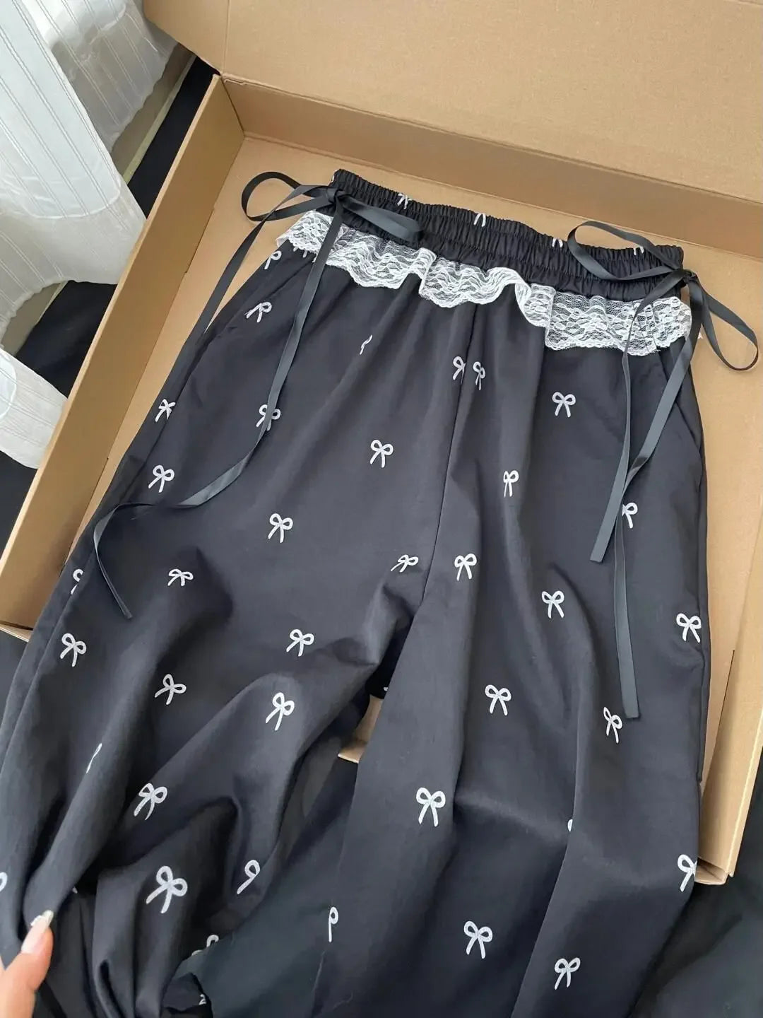 Viser décontractés pour femmes, Baggy Sweet Bow Design, Taille élastique, Esthétique Ulzzang, Jogging polyvalent, viser à jambes larges, Mode