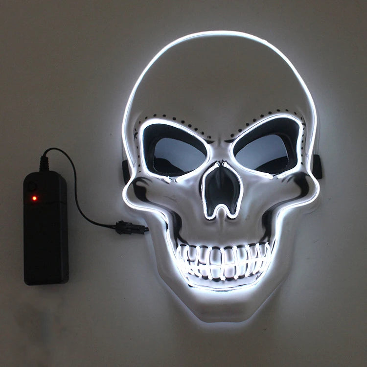 Masque de crâne d'horreur d'halloween, masque à lumière froide LED, masque de Cosplay, décoration de fête d'halloween, masques de crâne lumineux