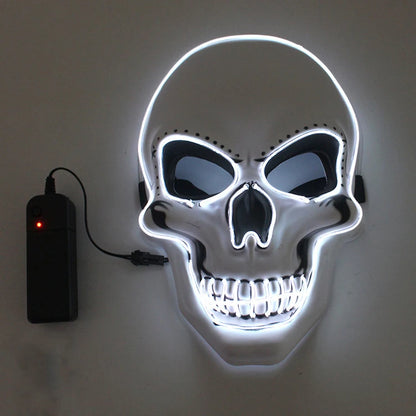 Masque de crâne d'horreur d'halloween, masque à lumière froide LED, masque de Cosplay, décoration de fête d'halloween, masques de crâne lumineux
