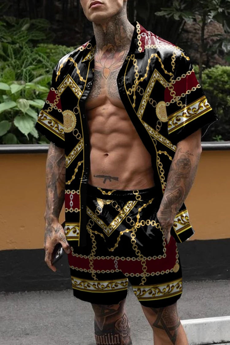 Ensemble hawaïen chaud hommes impression ensemble à manches courtes été décontracté chemise florale plage deux pièces costume bouton nouvelle mode hommes ensembles ﻿