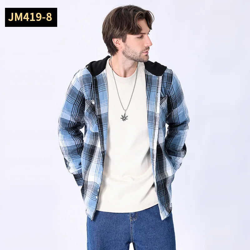 Chemise à manches longues en flanelle pour hommes, manteau à carreaux, décontracté, non repassage, grande taille, chapeau, mode, printemps, automne, nouveau, taille américaine