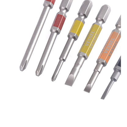 VESSEL-Jeu d'embouts de tournevis pour Phillips et vis à fente, embout magnétique à tête unique, accessoires pour outils à main, série NO.GS16