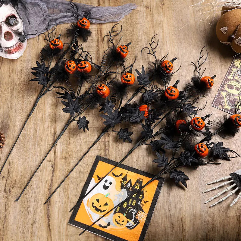 Décorations d'Halloween, bouquet de coups de citrouille d'horreur noire, ornements de fête