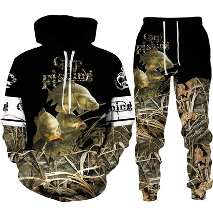 Solomon-Ensemble de sweat à capuche à manches longues pour hommes, impression de poisson 3D, mode de pêche décontractée, pull sportif en plein air, surdimensionné, haute qualité