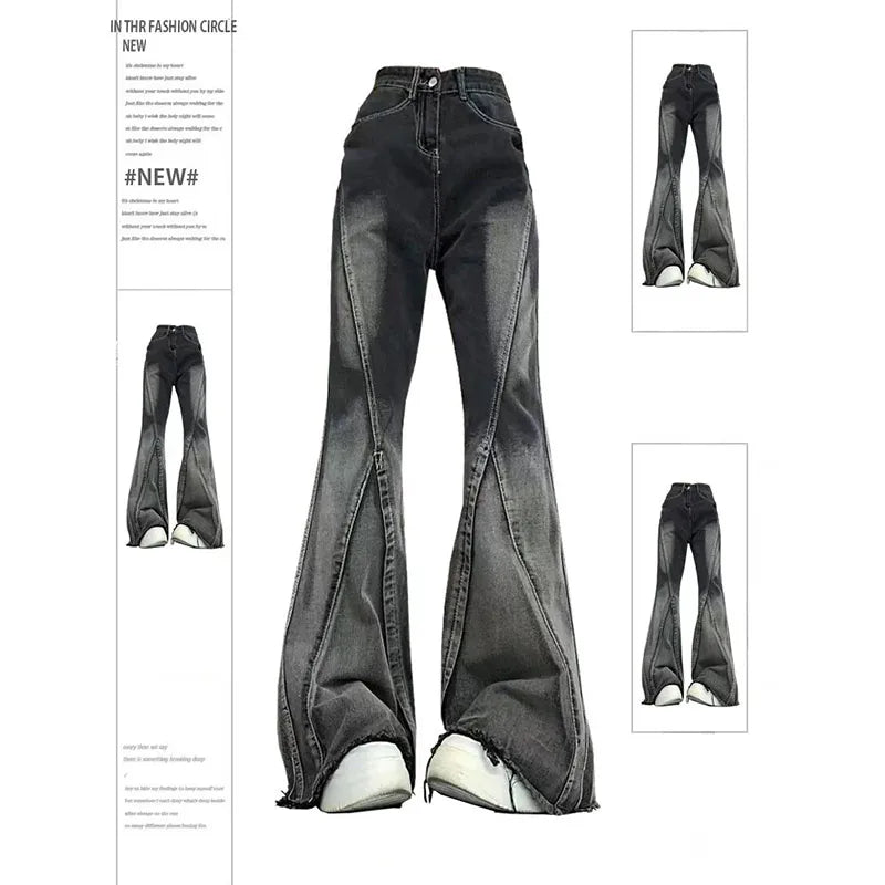 Jean droit taille haute vintage américain pour femme, denim baggy décontracté, surintendant ser, pantalon large Y2K, style grunge High Street, 2024