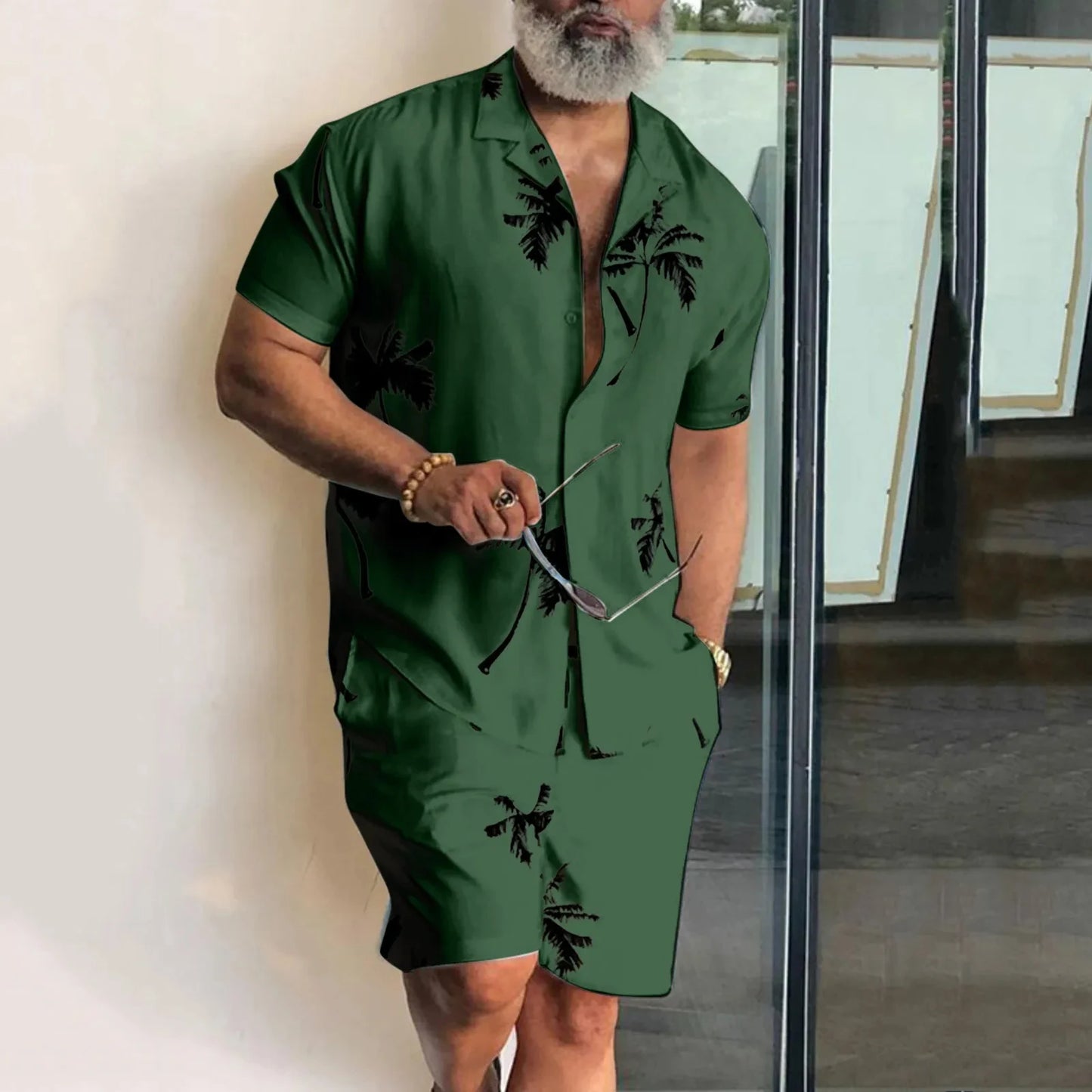 AMP Tree-Ensemble deux pièces pour hommes, chemises et shorts College en 3D, vêtements de plage unisexes, chemise à revers hawaïenne, olympiques à la mode, 2 pièces