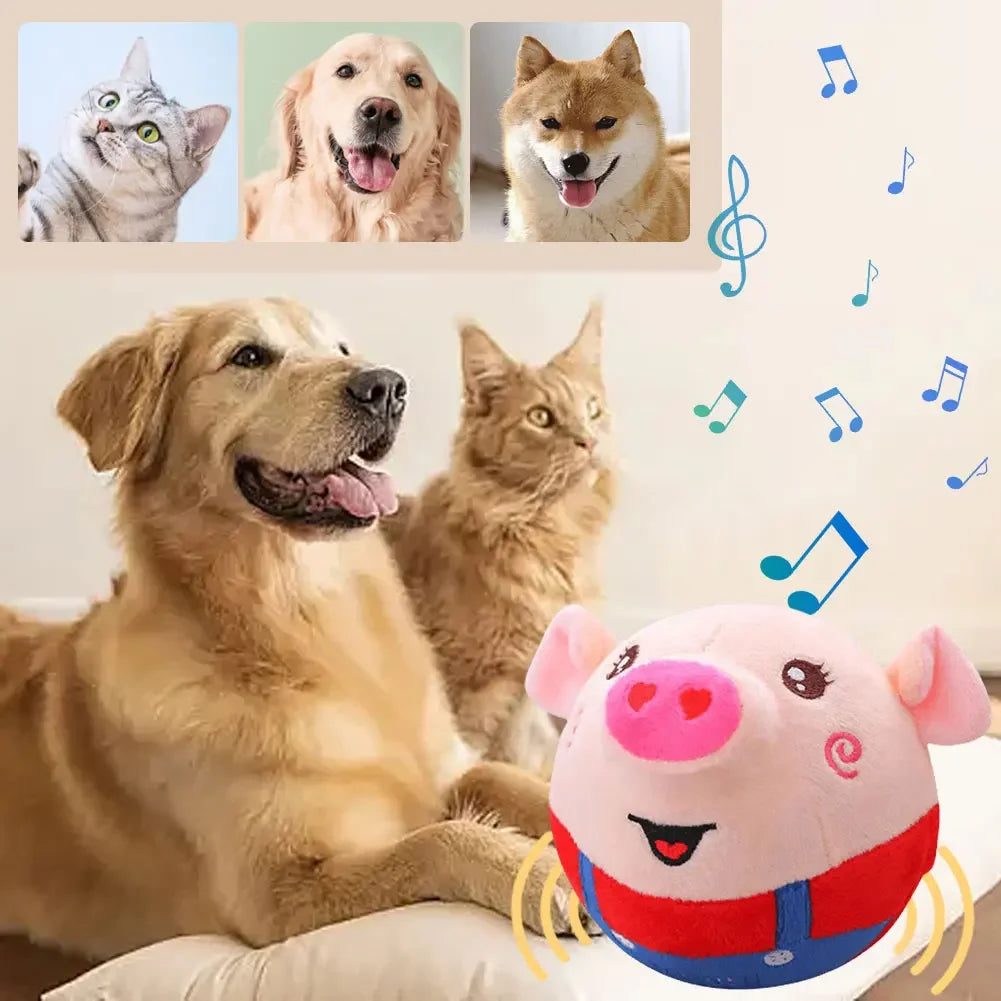 Jouet en peluche cochon de dessin animé pour animaux de compagnie, jouet lavable parlant et mobile pour chien, balles rebondissantes pour chiens et chats