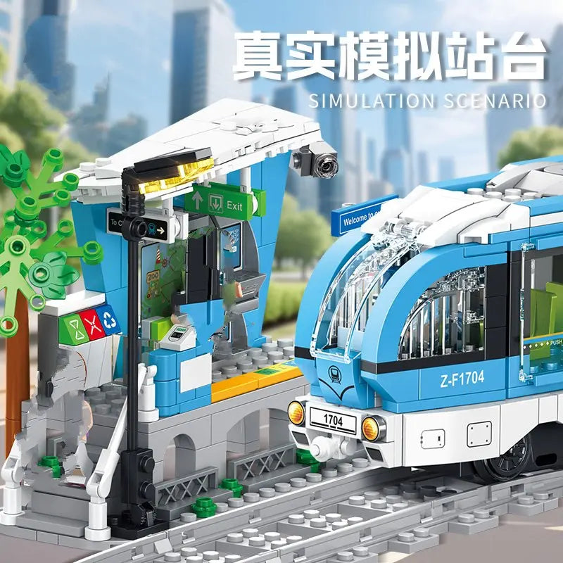 2025 nouveau bloc de construction FC1704 ensemble de puissance train intermédiaire train enfants garçons filles intelligence assemblage bloc de construction jouet cadeau