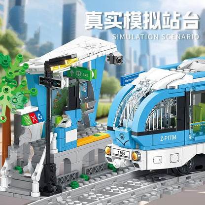 2025 nouveau bloc de construction FC1704 ensemble de puissance train intermédiaire train enfants garçons filles intelligence assemblage bloc de construction jouet cadeau