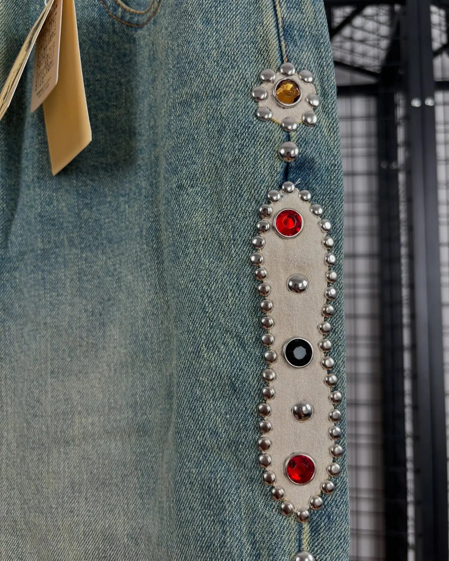 Streetwear Vintage bijou strass jean Y2K vêtements hommes femmes Hip Hop lavé Baggy jean taille basse pantalon à jambes larges