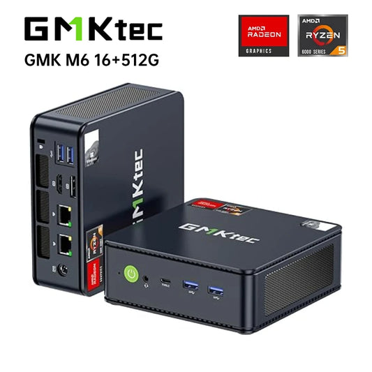 GMKtec M6 Mini PC AMD R5 6600H 6 cœurs 12 fils ordinateur 16GB DDR5 512GB PCIe 3.0 SSD WiFi 6 BT5.2 Mini PC ordinateur de bureau