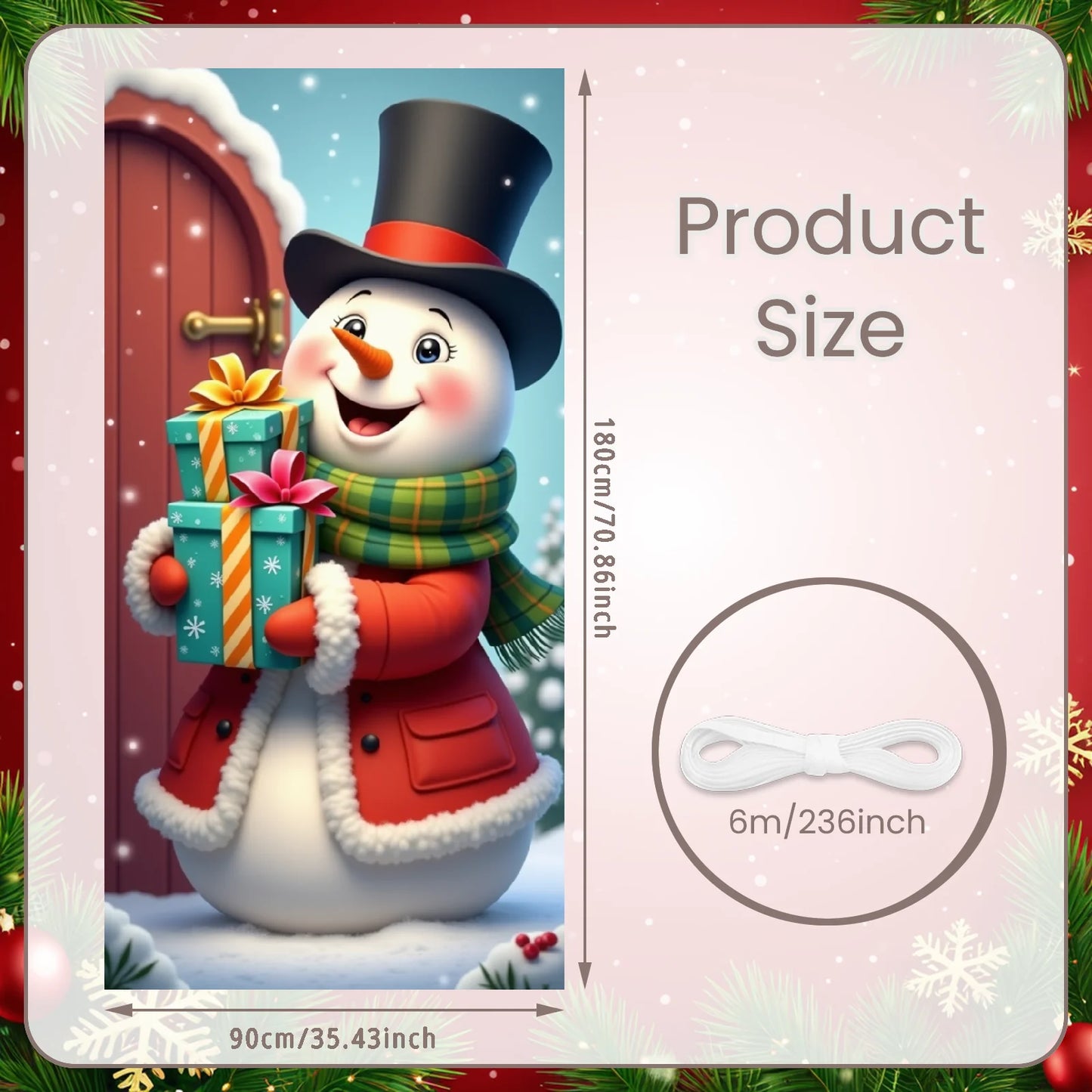 Bannière de Noël Ornements rouges Décoration de vacances Motif de flocon de neige Festivités d'hiver pour la décoration de la maison Célébration de vacances I