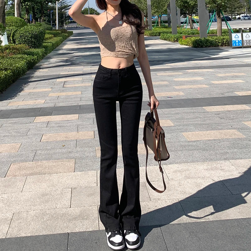 ZOENOVA femmes blanc Vintage Flare jean angleterre Style haute rue femmes pantalon taille haute Denim 2023 tendance pantalons de mujer