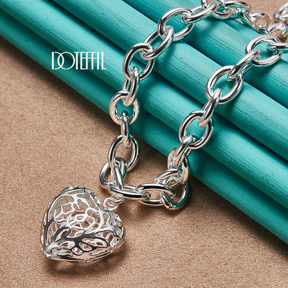 DOTEFFIL 925 en argent Sterling coeur pendentif à breloque collier exquis Senior pour femme fête de mariage bijoux cadeau