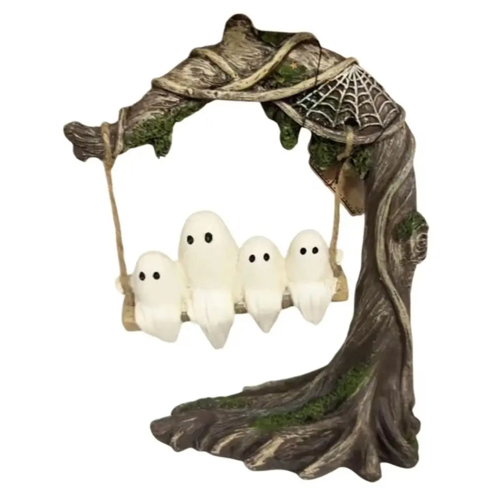 Fantôme sur balançoire sur le thème d'halloween, Statue artisanale