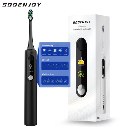 SOOENJOY NB-1 brosse à dents électrique sonique écran LCD intelligent brosse à dents sonique Mode bricolage nettoyeur automatique adulte IPX7 étanche