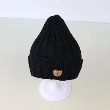 Chapeau de bébé brodé d'ours de dessin animé coréen, doux et chaud pour enfants garçons et filles, Bonnet d'hiver tricoté pour enfants