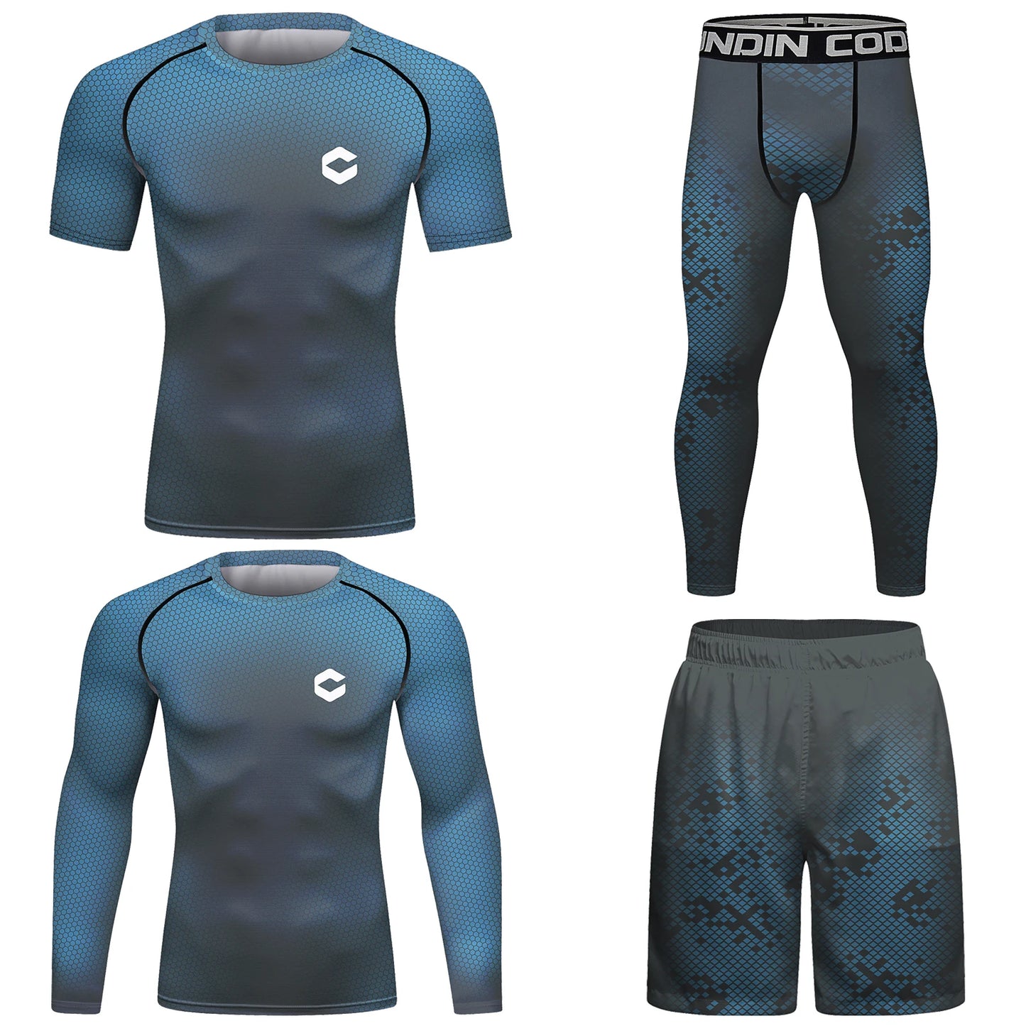 Ensemble d'entraînement de kickboxing pour hommes, survêtement bleu, maillot de bain anti-uv, short Rashguard + MMA, Jujitsu BJJ, pas de kits Gi, prix de gros