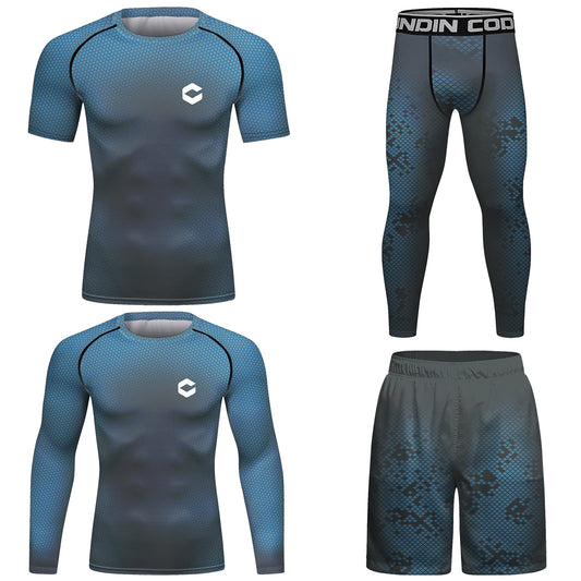 Ensemble d'entraînement de kickboxing pour hommes, survêtement bleu, maillot de bain anti-uv, short Rashguard + MMA, Jujitsu BJJ, pas de kits Gi, prix de gros